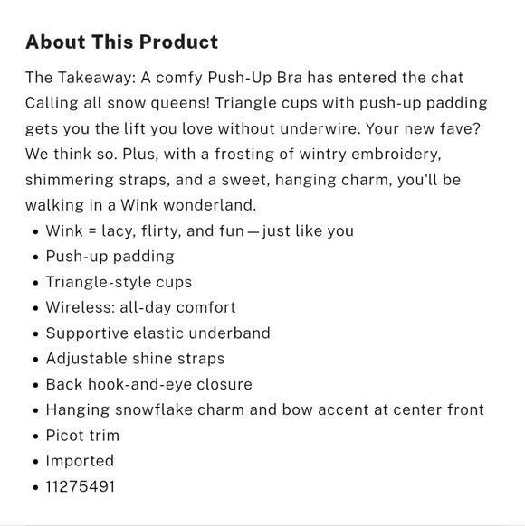 ❄️💙 VICTORIA'S SECRET PINK Wink PUSH-UP Triangle BRALETTE WONDERLAND 💙❄️ - Picture 4 of 11